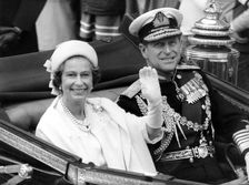 Queen Elizabeth II (b1926) and Prince Philip (b1921), London, 1977. Creator: Unknown