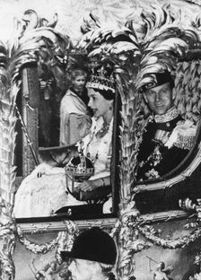 Queen Elizabeth II (b1926) during her coronation, 1953. Creator: Unknown