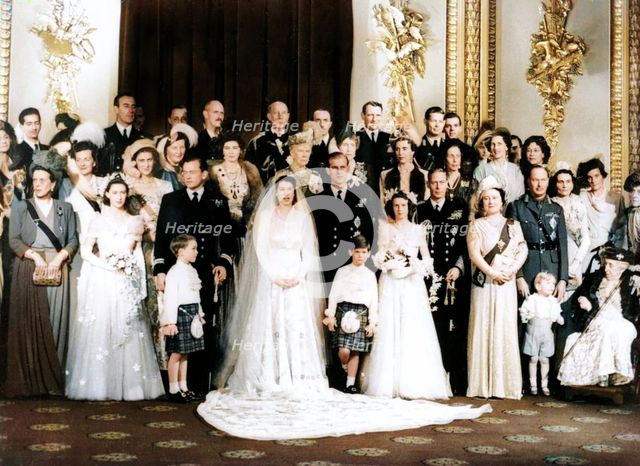 Queen Elizabeth II (b1926), Prince Philip (b1921) and other members of the Royal Family, 1947. Creator: Unknown.