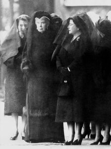 Queen Elizabeth II, Queen Mary and the Queen Mother at King George VI's funeral, 1952. Creator: Unknown