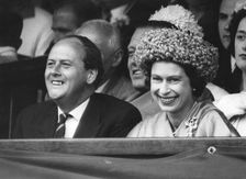 Queen Elizabeth II with HF David, Chairman of the All England Club at Wimbledon, 1962