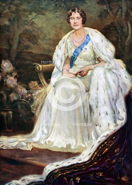 Queen Elizabeth in coronation robes, 1937.  Creator: Unknown.