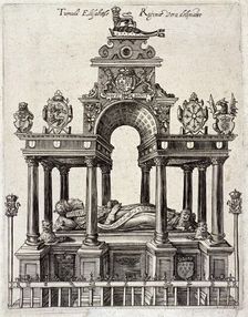 Queen Elizabeth I's tomb in the Henry VII Chapel, Westminster Abbey, London, c1680. Artist: Anon