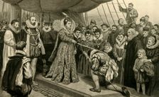 Queen Elizabeth Knighting Sir Francis Drake (1902). Creator: Unknown