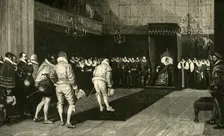 Queen Elizabeth Receiving the French Ambassadors after the Massacre of St. Bartholomew 1890. Creator: Unknown