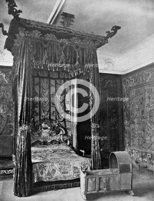 Queen Elizabeth's bed, Haddon Hall, Derbyshire, 1924-1926. Artist: Unknown