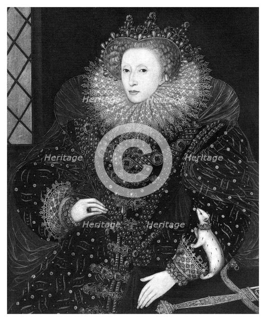 Queen Elizabeth, The Ermine Portrait, 1585, (1896).Artist: Nicholas Hilliard