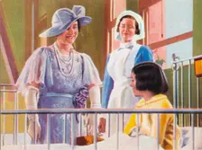Queen Elizabeth visiting a children's ward at the Middlesex Hospital, 1935. (1937) Creator: Unknown