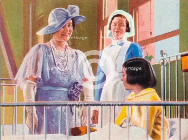 Queen Elizabeth visiting a children's ward at the Middlesex Hospital, 1935. (1937) Creator: Unknown.