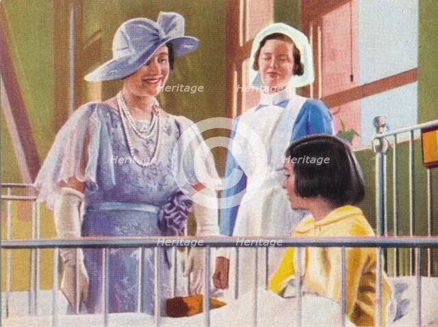 Queen Elizabeth visiting a children's ward at the Middlesex Hospital, 1935. (1937) Creator: Unknown.