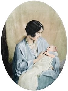 Queen Elizabeth with Princess Elizabeth in 1926, (1937). Creator: John Saint-Helier Lander