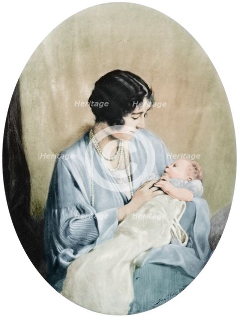 Queen Elizabeth with Princess Elizabeth in 1926, (1937).  Creator: John Saint-Helier Lander.