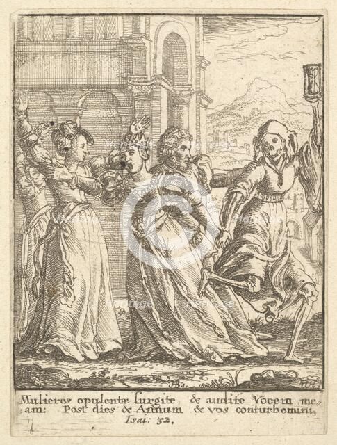 Queen, from the Dance of Death, 1651. Creator: Wenceslaus Hollar.