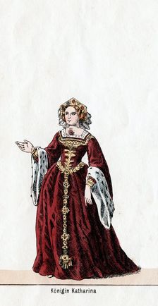 Queen Katharine, costume design for Shakespeare's play, Henry VIII, 19th century