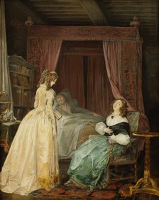 Queen Kristina of Sweden Visiting Professor Saumaise, 1794. Creator: Nicolas Lavreince