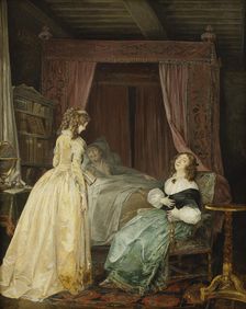 Queen Kristina of Sweden Visiting Professor Saumaise, 1794. Creator: Nicolas Lavreince