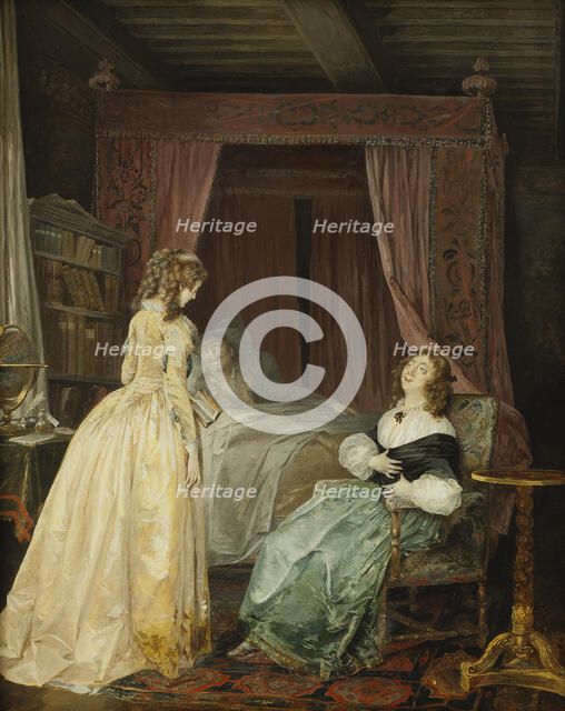 Queen Kristina of Sweden Visiting Professor Saumaise, 1794. Creator: Nicolas Lavreince.