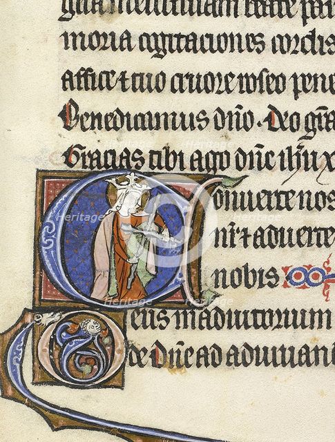 Queen holding a cross, c1290-1300. Creator: Unknown.