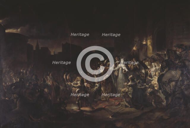 Queen Hedvig Eleonora outside the church gate. Creator: Unknown.