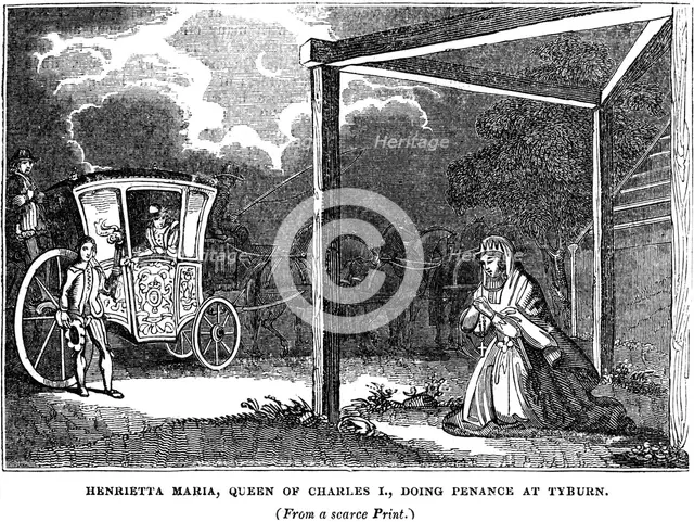 Queen Henrietta Maria (1609-1669) doing penance at Tyburn. Artist: Unknown