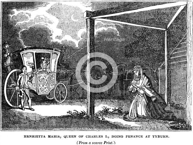 Queen Henrietta Maria (1609-1669) doing penance at Tyburn. Artist: Unknown