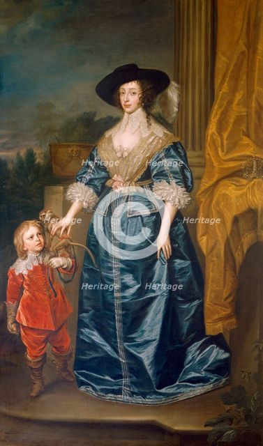 'Queen Henrietta Maria and the Dwarf Sir Jeffrey Hudson', 17th century. Artist: Unknown.
