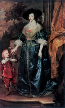 Queen Henrietta Maria and her dwarf Sir Jeffrey Hudson c1633, (1927). Artist: Anthony van Dyck