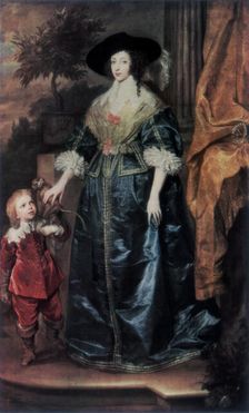 Queen Henrietta Maria and her dwarf Sir Jeffrey Hudson c1633, (1927). Artist: Anthony van Dyck