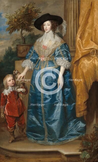 Queen Henrietta Maria with Sir Jeffrey Hudson, 1633. Creator: Anthony van Dyck.