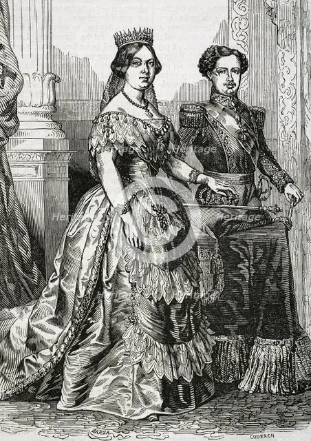 Queen Isabella II of Spain, (1830-1904) and her husband Francisco de Asís, Duke of Cádiz..., 1853. Creators: Eusebio Zarza, Coderch.