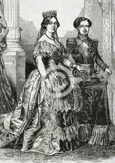 Queen Isabella II of Spain, (1830-1904) and her husband Francisco de Asís, Duke of Cádiz..., 1853. Creators: Eusebio Zarza, Coderch.