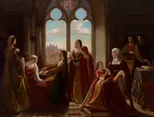 Queen Isabella the Catholic Overseeing Her Children's Education, c1864. Creator: Isidoro Santos Lozano Sirgo