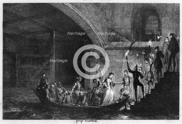 Queen Jane and Lord Guilford Dudley brought back to the Tower, 1553 (1840). Artist: George Cruikshank
