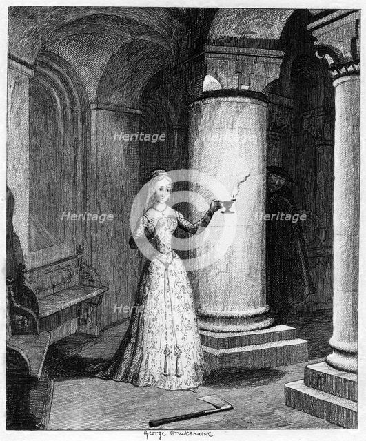 Queen Jane's first night in the Tower, 1553 (1840). Artist: George Cruikshank
