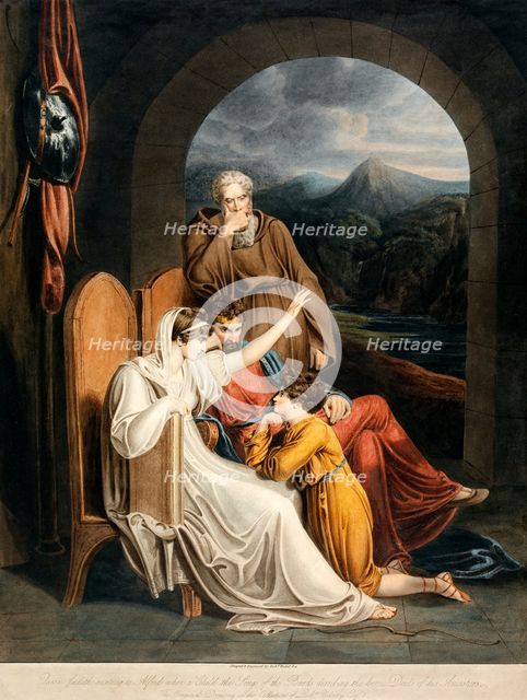 Queen Judith reciting to Alfred, pub. 1801. Creator: Richard Westall (1765 - 1836).