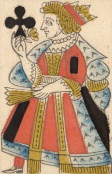 Queen of Clubs, from a Set of Piquet Cards, late 18th-19th century. Creator: Claude Fayolle