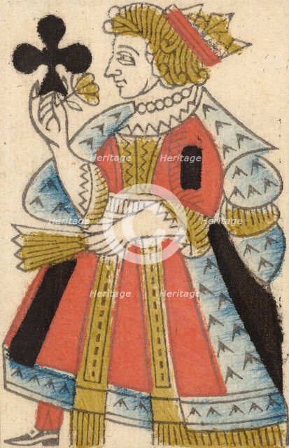 Queen of Clubs, from a Set of Piquet Cards, late 18th-19th century. Creator: Claude Fayolle.