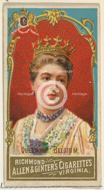 Queen of Belgium, from World's Sovereigns series (N34) for Allen & Ginter Cigarettes, 1889., 1889. Creator: Allen & Ginter.