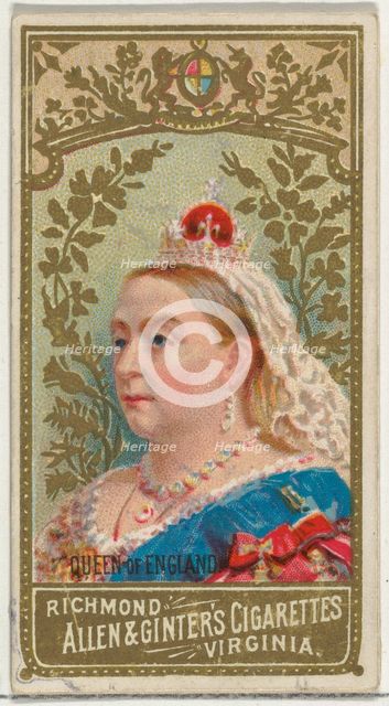 Queen of England, from World's Sovereigns series (N34) for Allen & Ginter Cigarettes, 1889., 1889. Creator: Allen & Ginter.