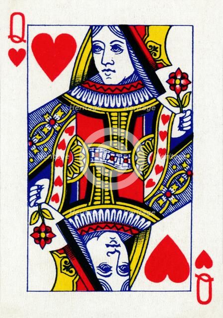 Queen of Hearts from a deck of Goodall & Son Ltd. playing cards, c1940. Artist: Unknown.