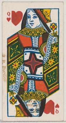 Queen of Hearts (red), from the Playing Cards series (N84) for Duke brand cigarettes, 1888., 1888. Creator: Unknown