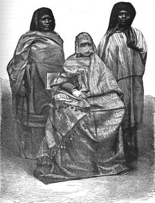 Queen of Mohilla, and her attendants; A Birds-eye View of Madagascar 1875. Creator: M.D Charnay