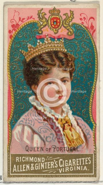 Queen of Portugal, from World's Sovereigns series (N34) for Allen & Ginter Cigarettes, 1889., 1889. Creator: Allen & Ginter.