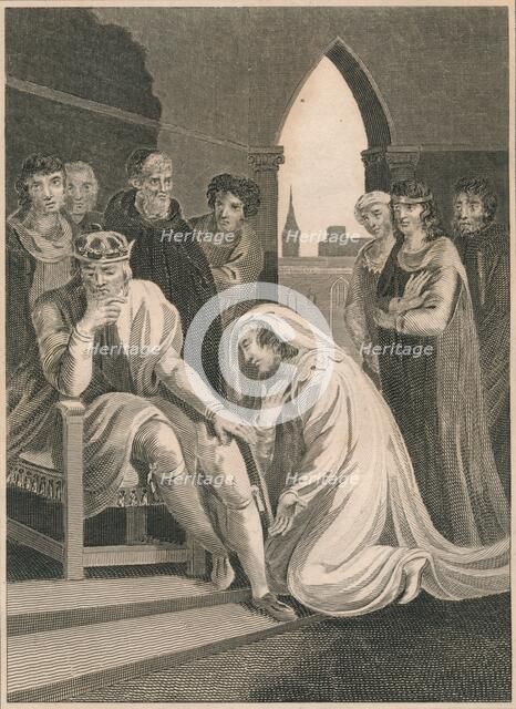 Queen of Richard II, interceeding for the Life of Simon Burley, 1388, (1864). Artist: T Cook