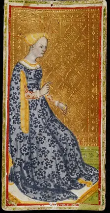 Queen of Wands. Tarot card, 1441-1444. Creator: Bembo, Bonifacio (c. 1420-c. 1480)