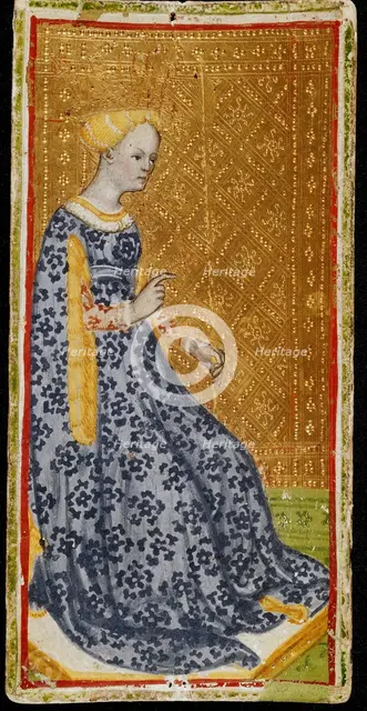 Queen of Wands. Tarot card, 1441-1444. Creator: Bembo, Bonifacio (c. 1420-c. 1480).
