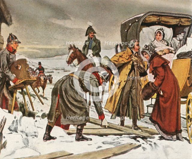 Queen Louise on the flight to Memel, 5 January 1807, (1936). Creator: Unknown.