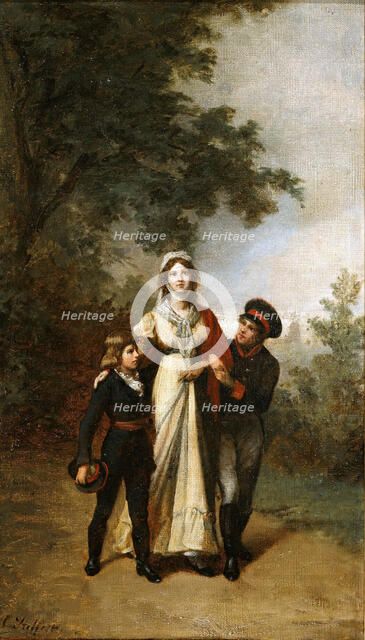 Queen Luise with her sons in Luisenwahl Park, c.1886. Creator: Steffeck, Carl (1818-1890).