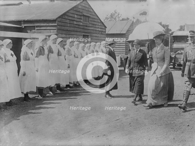 Queen Mary visits ambulance corps, 6 Jul 1917. Creator: Bain News Service.