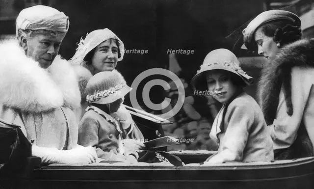 Queen Mary with her daughter-in-law and grandchildren, 1936. Creator: Unknown.